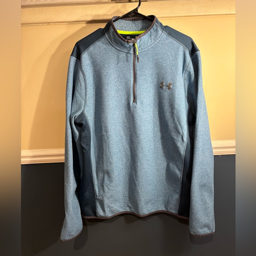 Under Armour Men's Heathered Blue Quarter- Zip Performance Jacket, Size Large